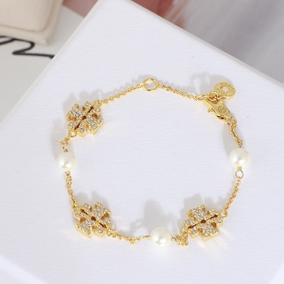 Tory Burch Gold Gemstones and Pearl Bracelet - Picture 4 of 10
